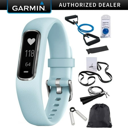 Garmin Vivosmart 4 Azure Blue with Silver Hardware (S/M) (010-01995-14) with Deco Gear 7-Piece Fitness Kit
