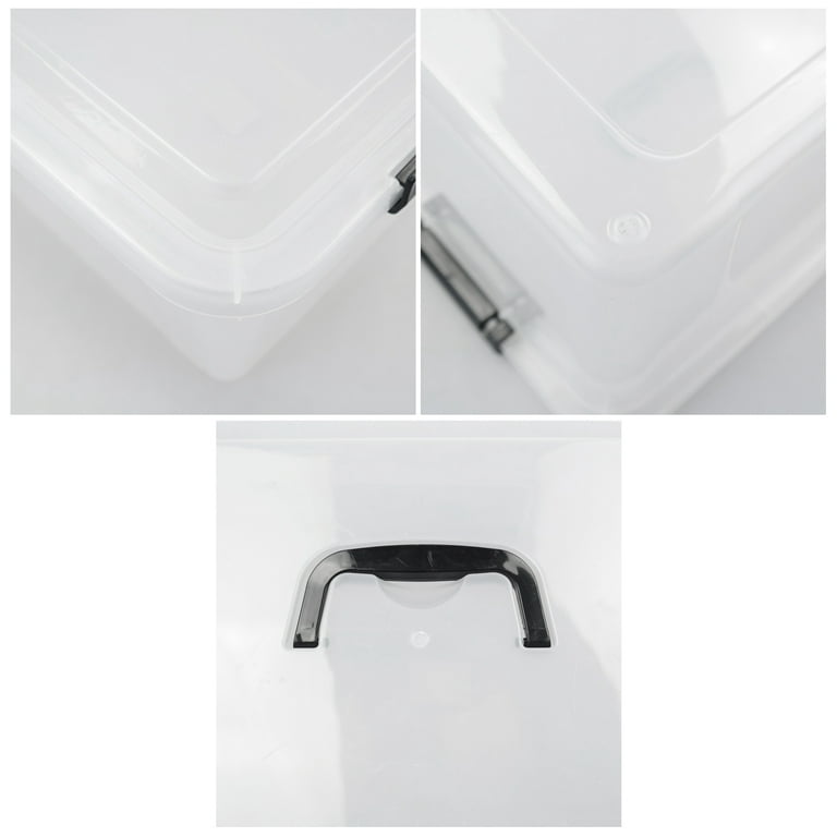 CadineUS 18 Liter Clear Boxes Totes, Plastic Storage Bin with Handles Set of 4
