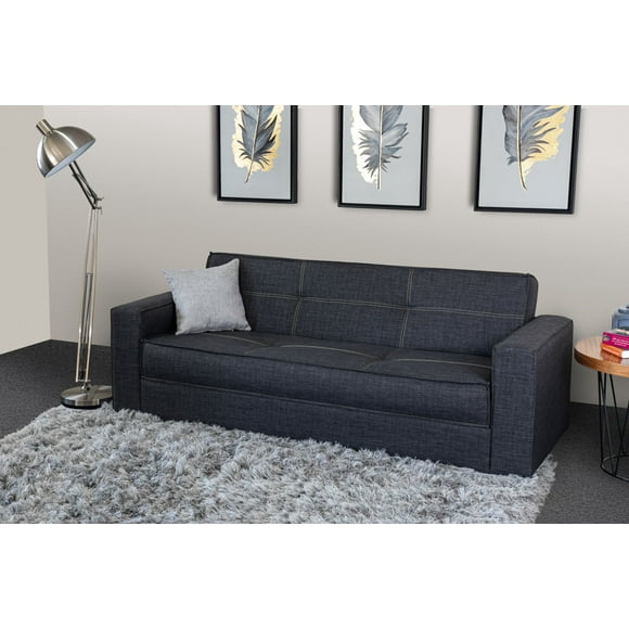 SOFA CAMA ENZO GRIS M & E MUEBLES 3 PLAZAS
