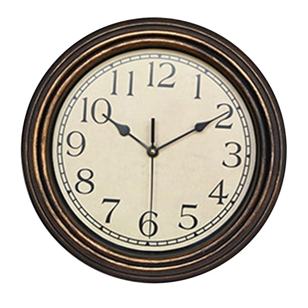 Relojes colgantes de estilo Retro, reloj de pared redondo de 12 pulgadas con números arábigos grandes silenciosos sin tictac para dormitorio de Hotel, antigua perfecl Reloj de pared