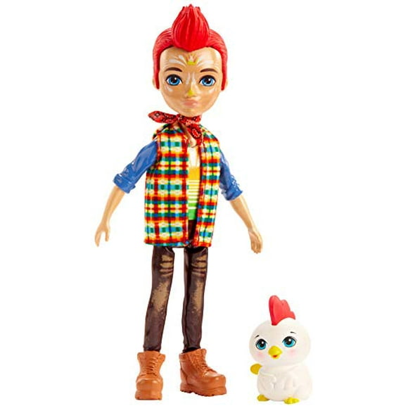Enchantimals Redward Rooster Doll & Cluck Animal Friend Figure, 6-inch Small Doll with Bandana, t-Shirt, Jeans, and Shoes, Great Gift for 3 to 8 Year Olds