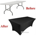 thumbnail image 3 of TEKTRUM 8 FT LONG RECTANGULAR STRETCH TABLECLOTH DJ JACKET COVER FOR TRADE SHOW - PREMIUM FABRIC  - BLACK COLOR, 3 of 4