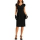 thumbnail image 2 of Vestido Vintage Sheath Inspire Chic para Mujer con Cuello en V, Mangas Cortas, Vestido Lápiz con Abertura XL Negro, 2 of 5