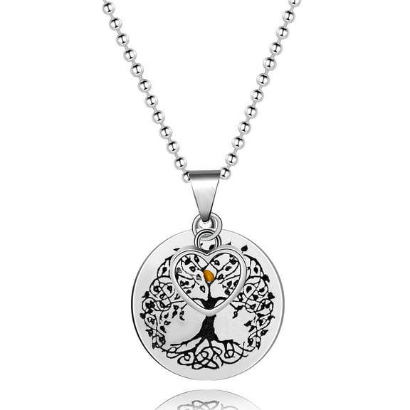Uloveido Stainless Steel Tree of Life Necklace Mustard Seed Pendant, Christian Religious Necklaces for Women Y635 (White)