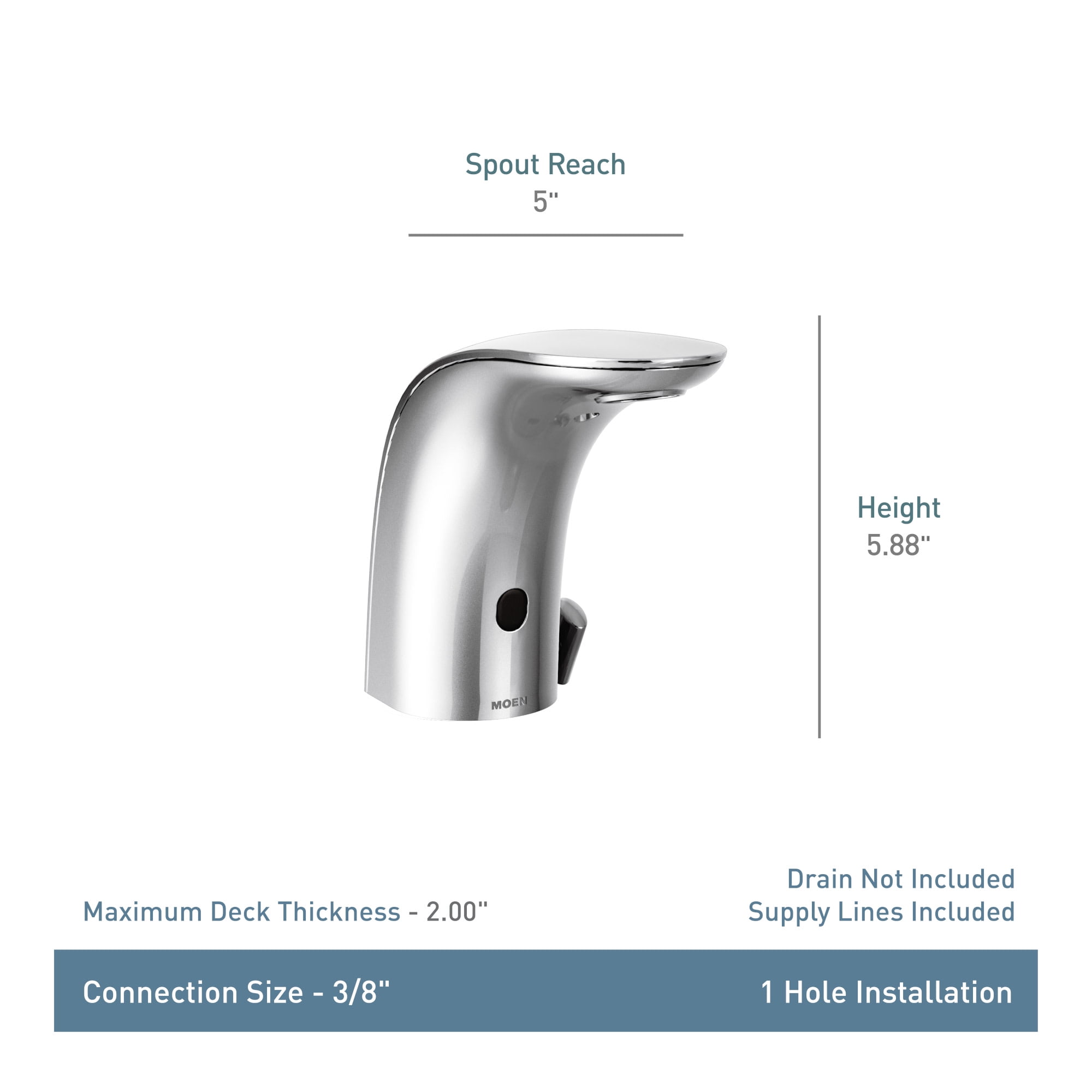 Moen 8554BL M-Power 0.5 GPM Single Hole Bathroom Faucet - Black