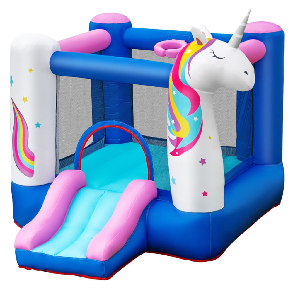 Aimee Lii Inflatable Slide Bouncer with Basketball Hoop for Kids without Blower, Toddler Bounce House