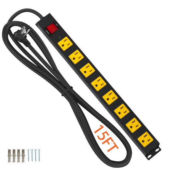 Protector contra sobretensiones Power Strip OKCHILD de metal con 8 salidas y 4,5 m