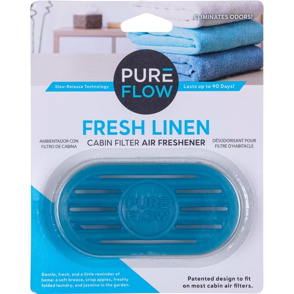 Ambientador Con Filtro De Cabina Pureflow Con Eliminador De Olores, Se Adapta A La Mayoría De Los Filtros De Aire De Cabina De Automóviles, Camiones Y Suv, Lino Fresco (1 Paquete)