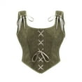 thumbnail image 2 of BLTIBY Women Bustier Corset Court Vintage Lace Up Body Shaper Adjustable Sleeveless Vest Renaissance Medieval Waist Cincher Army Green S, 2 of 6