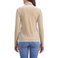thumbnail image 3 of INSPIRAR CHIC Blusa de Mujer de Manga Larga Cuello Mock Cuello de Tortuga de Terciopelo Elástico L Albaricoque, 3 of 6