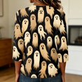 thumbnail image 2 of Women's Halloween Vintage Ghost Print Crewneck Sweatshirts | Lightweight 3/4 Sleeve Fall Pullover Casual Autumn Tops Halloween Costumes for Women Style05# XL, 2 of 5