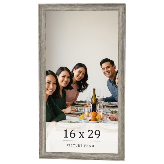 16x29 Frame Grey Solid Wood Picture Frame Width 1 Inches | Interior Frame Depth 0.5 Inches |