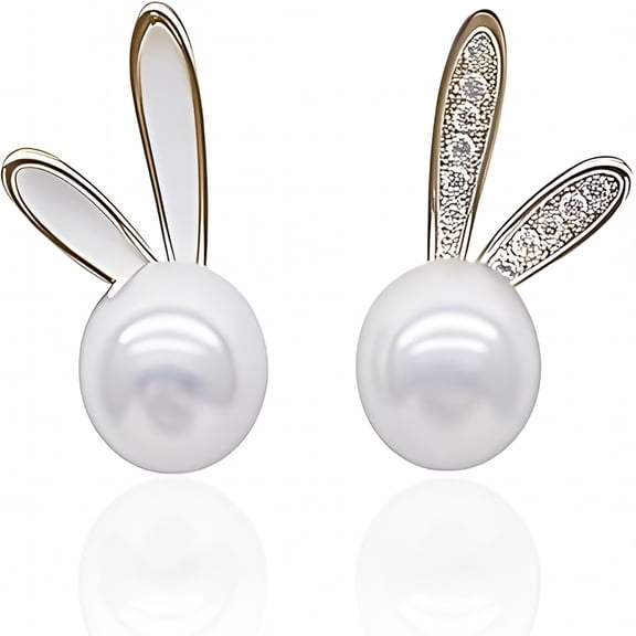 DESIGNICE Cute Easter Bunny Earrings for Women,Rabbit Pearl Stud Earrings for Prom Bunny Pearl Easter Present Accessories