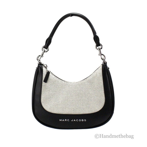 Marc Jacobs Marc Jacobs Natural Black Canvas Leather Hobo Shoulder Handbag Women's Purse