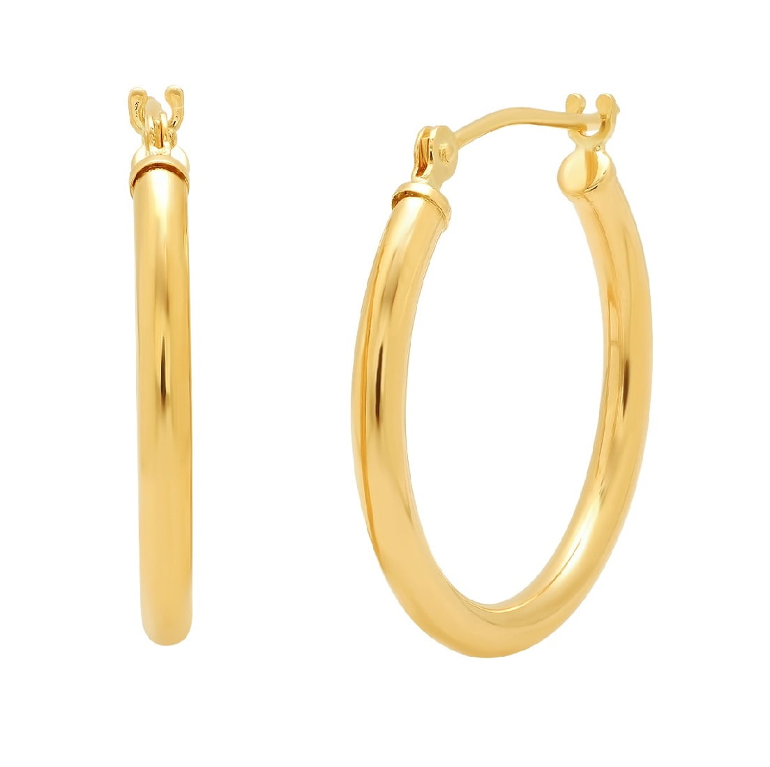 Diameter 25mm Details about   14k Rose Gold Polished Round Tube Hoop Earrings