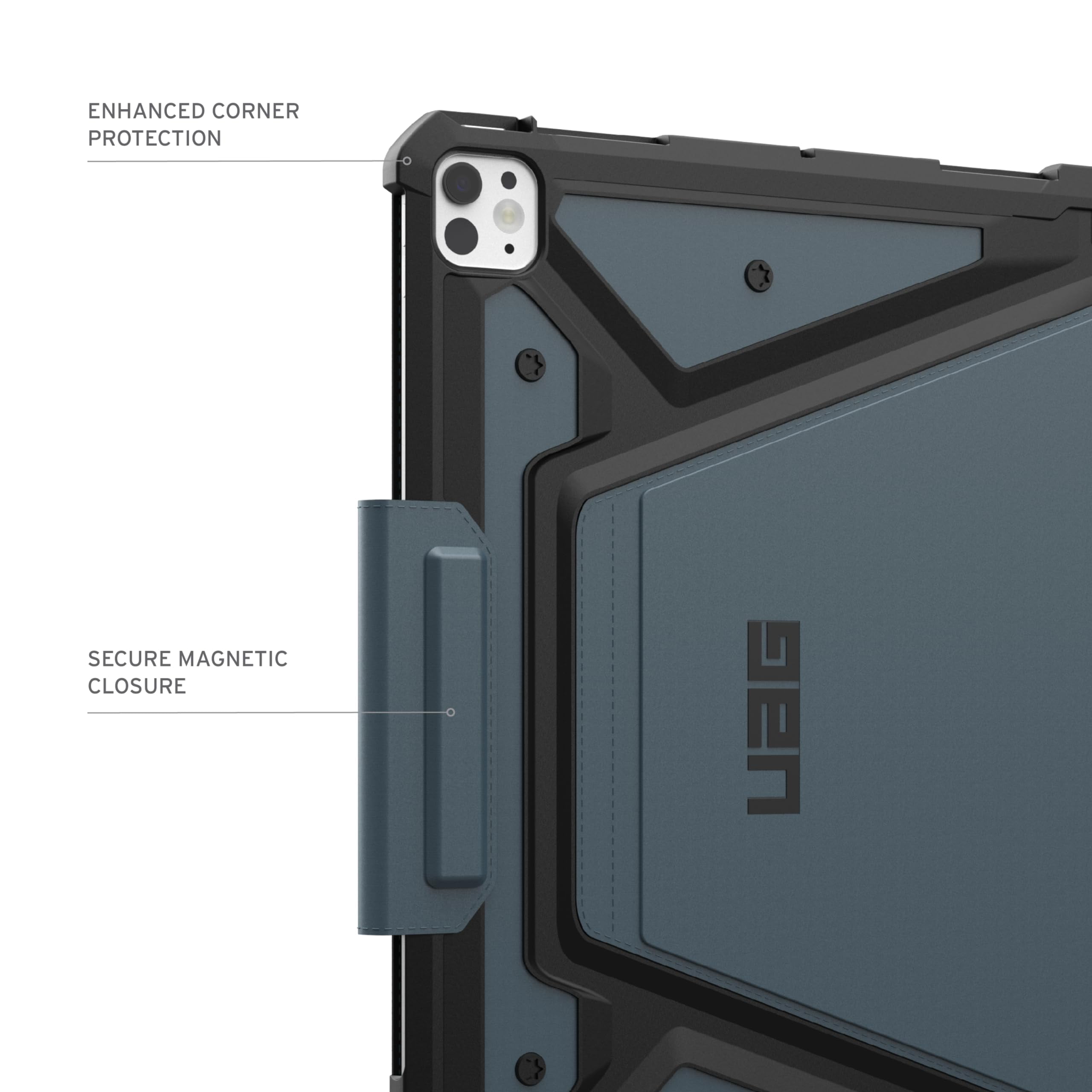 UAG iPad Pro 13" Case M5 2025 8th Gen, M4 2024 7th Gen A3360 A3361 A3362 A2926 Adjustable Multi-Angle Stand Pencil Holder Auto Sleep/Wake Folio Cover, Metropolis SE Cloud Blue