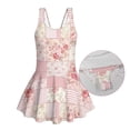 thumbnail image 5 of Xixirimido Pink Rose Floral Patchwork Print Girls Swimsuit Sleeveless One Piece Skirted Swimwear Modest Hawaiian Bathing Suit for Beach Water Park Kids Swim Dress, 3-4 Years, 5 of 7