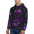 thumbnail image 3 of Uemuo Multi-colored Spiders Pattern Men's Hoodie - Casual Pullover Hoodie with Kangaroo Pocket, Stylish Hooded Sweatshirt for Everyday Wear-X-Large, 3 of 7