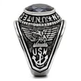 thumbnail image 4 of US Navy Ring for Men and Women Unisex Stainless Steel Military Patriotic Ring in Silver with Blue Stone, 4 of 11