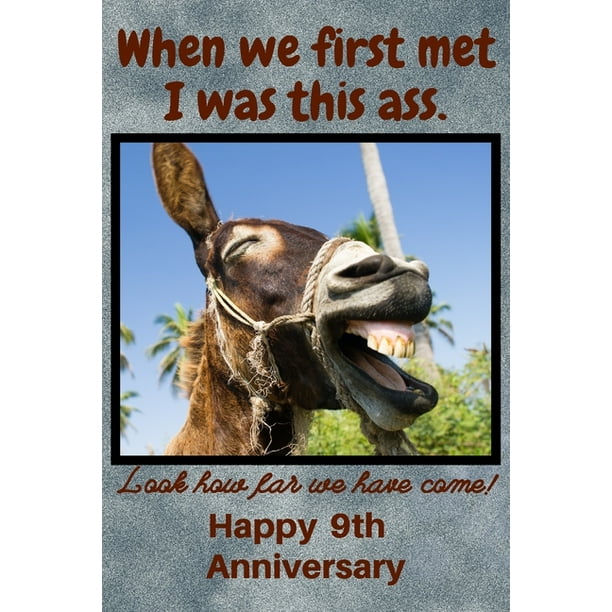 When We First Met I Was This Ass. Look How Far We Have Come! Happy 9th  Anniversary : Funny Donkey 9th Anniversary Gifts for Him and Her /  Anniversary Card / Donkey