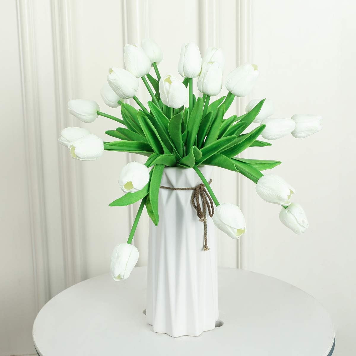 Latex Tulips Real Touch Pink Artificial Flowers Fake Tulips Arrangement Bouquet for Home Office Wedding Decor (Pink)