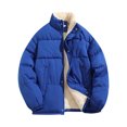thumbnail image 2 of ZCFZJW Puffer Jacket for Men Quilted Jacket Lightweight Plush ThicK Warm Winter Sherpa Fleece Lined Coat Windbreaker Casual Stylish Down Jacket with Pockets Blue XXXL, 2 of 9