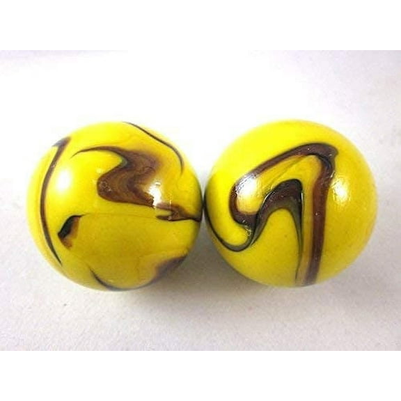 Big Game Toys Set of 2 Bumble BEE 35mm Boulder Yellow/Black Swirl Large Shooter Solid Glass Marbles Home Decor/Vase Filler/Aquarium