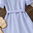 thumbnail image 6 of Lvshlubb Summer Dresses for Girls Fashion Striped Puff Sleeve Princess Dresses Summer Casual Vacation Sundress with Full Buttons Size 8-13, 6 of 8