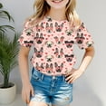 thumbnail image 2 of Godom Girls Tops Short Sleeve Crewneck Cute Casual Tops Kids Tee Tops Girl Clothes, 2 of 5