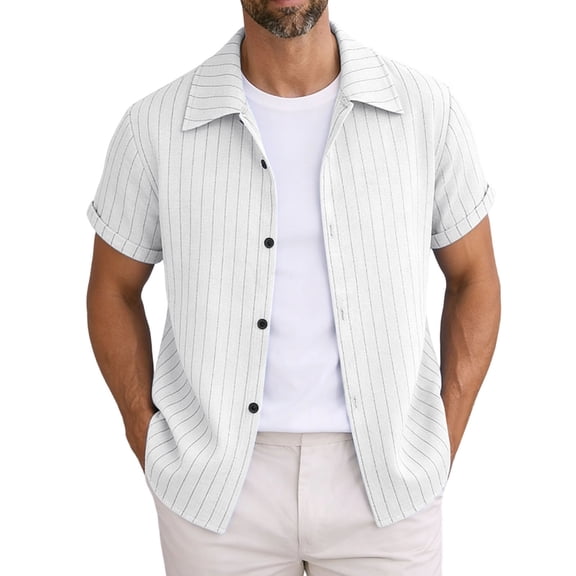 Mens Shirts Short Sleeve, Mens Short Sleeve Button Down Shirts Casual Seersucker Textured Cotton Shirt Summer Vacation Beach Shirts