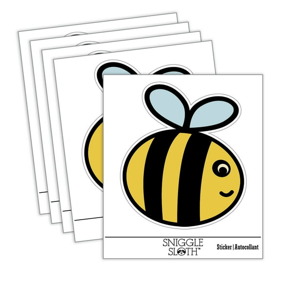 Buzzy Bumble Bee Car Window Bumper Water Bottle Phone Tablet Laptop Waterproof Vinyl Decal Sticker Set 5-Pack - Gloss Finish - 2.0"
