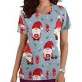 thumbnail image 1 of Pntutb, blusas con cuello en V y manga corta a la moda para mujer, blusa de bolsillo con estampado de uniforme de trabajo, tops Pntutb Pntutb-2922, 1 of 5