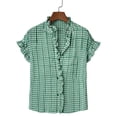 thumbnail image 4 of LVHAOGJOB Short Sleeve Tees for Women Summer Shirts V Neck Ruffle Cotton Tunic Button Down Womens Tops Ruffle, 4 of 9