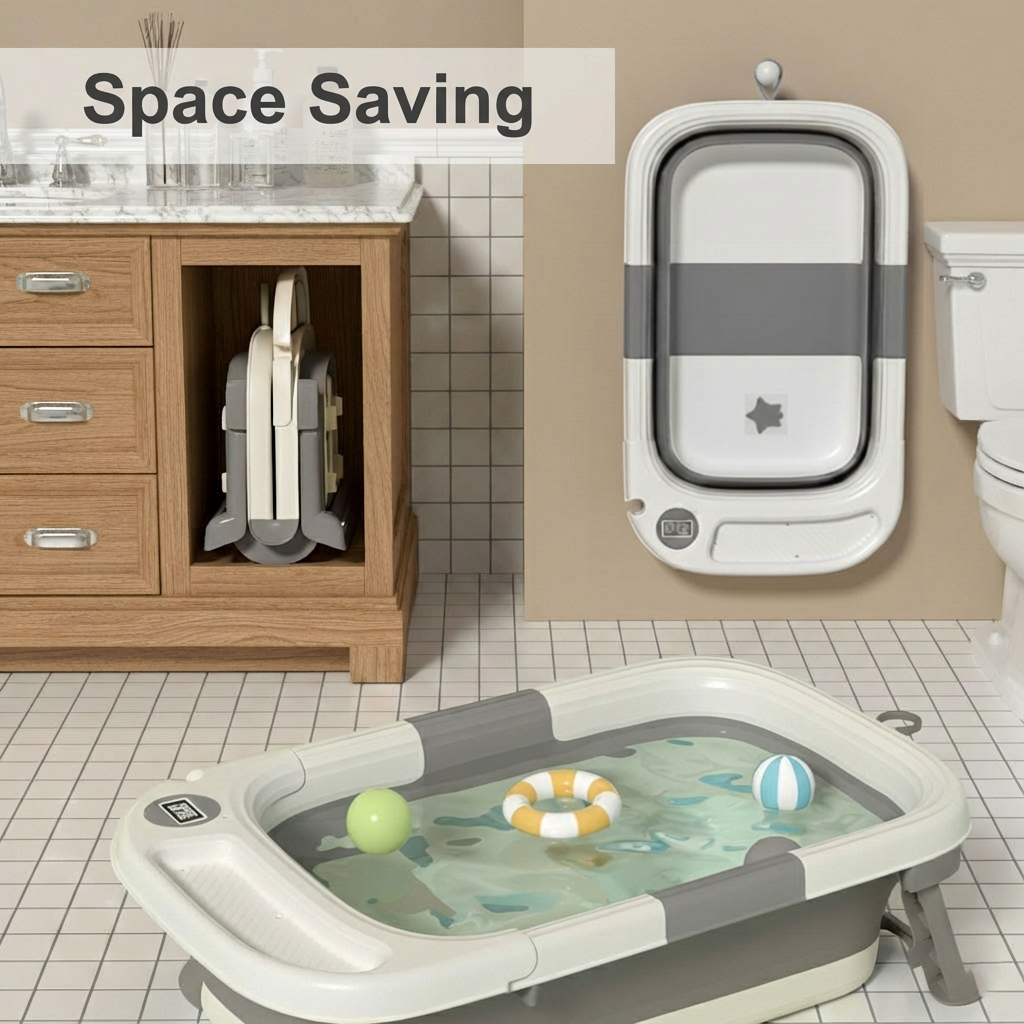 Oioane Collapsible Baby Bathtub with Thermometer photo 5