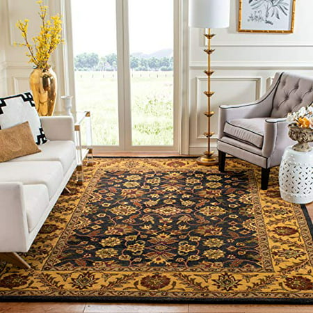 Premium Wool Area Rug, Black And Gold Living Room Rug