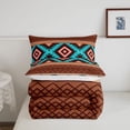 thumbnail image 5 of jejeloiu Earthy Aztec Full Size Comforter Sets,Southwestern Print Bedding Comforter Set For Boys,Brown Turquoise,Reversible,3 Pieces,1 Comforter and 2 Pillowcases, 5 of 7