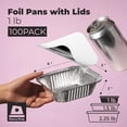 thumbnail image 3 of Fit Meal Prep 100 Pack 1 lb Small Aluminum Foil Pans with Lids, Disposable Take Out Food Containers with lids for Freshness and Spill Proof, Disposable Cookware for Catering, Restaurants, 3 of 7