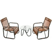 Costway 3-Piece PE Rattan Patio Furniture Set, Brown