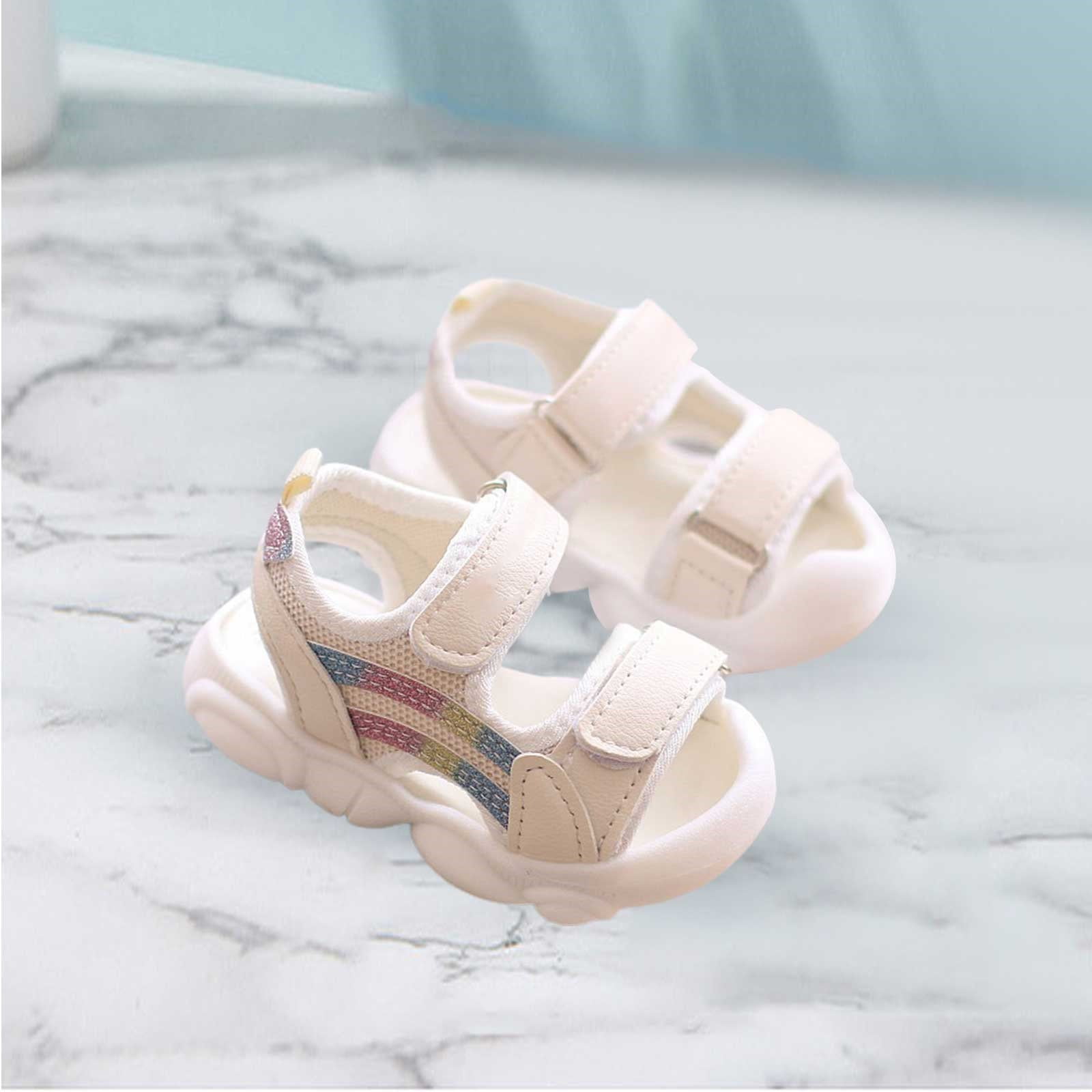 B91xZ Infant Baby Girls Flats Toddler Kids Heels Sandals Ankle Strap Wedding Party Flower Girl Shoes Pink 4.5