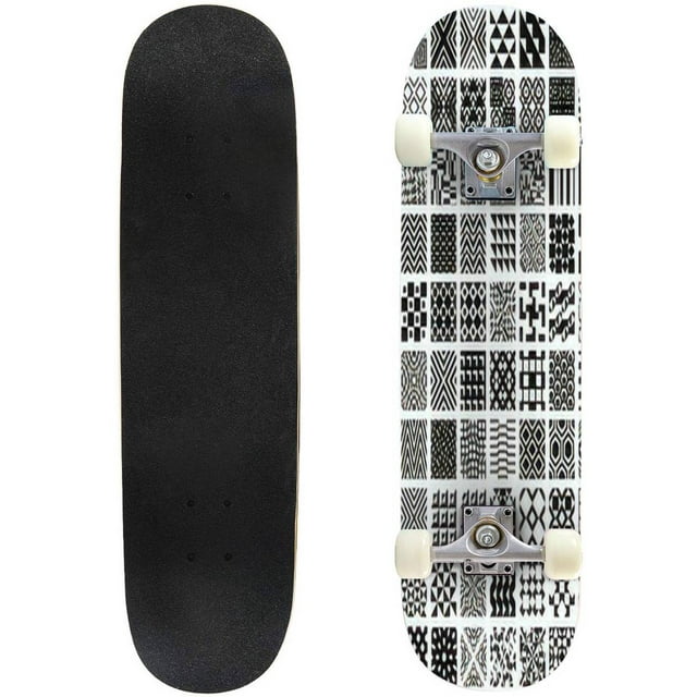 100 geometric seamless patterns set black and white vector backgrounds Outdoor Skateboard Longboards 31"x8" Pro Complete Skate Board Cruiser