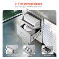 thumbnail image 2 of KFFKFF Exterior Cooking Space Drawers, Dimensions 16.5"W x 29"H x 20.5"D, Triple Entry Drawers, Stainless Steel Inset Cabinets, BBQ Island Storage Drawers with Paper Towel Dispenser & Handle, 2 of 9