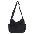 thumbnail image 1 of Bolso de mano KlaOyer de lona tipo bandolera grande, negro, para mujeres y hombres, 1 of 6