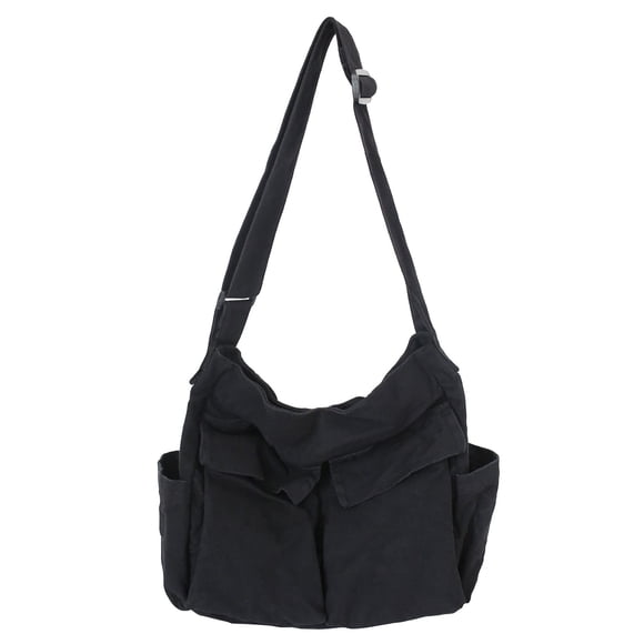 Bolso de mano KlaOyer de lona tipo bandolera grande, negro, para mujeres y hombres