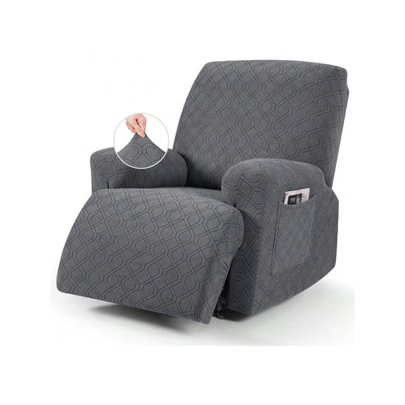 Oversized Recliner Chair Cover 4Pieces Stretch Recliner Covers For Recliner Chair Soft Reclining Chair Slipcover Jacquard Pattern Furniture Protector For Dogs Cats Dark Gray
