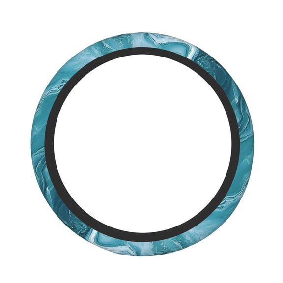 Thickened Stretchable Steering Wheel Cover Anti-Slip Universal Fit For Sedan Suv Truck Durable Comfort Grip Teal Marble_3
