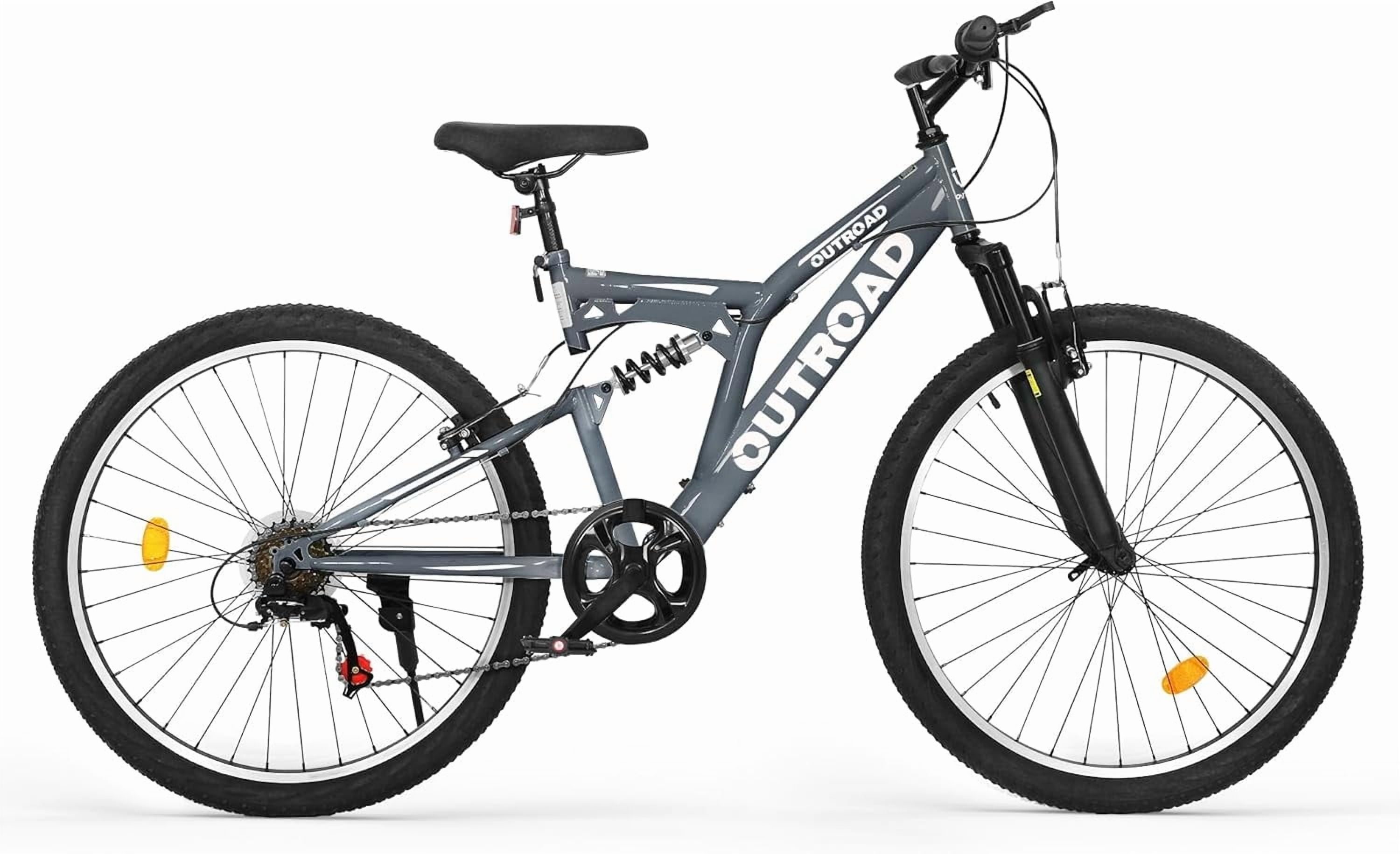 Marknig 26 inch Mountain Bike, 7 Speed Adult Bicycle with High-Carbon Steel Frame, Dual Disc & V-Brakes, Adjustable Seat for Men and Women,MTB with Shock Absorption System, Gray