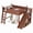 Deep Natural, variant on Bellemave Twin Size Loft Beds with Slide and Storage, Wooden Loft Bed Frame with Wardrobe and Shelves, Princess Twin Bed for Teens Bedroom Dormitory,Blue+White