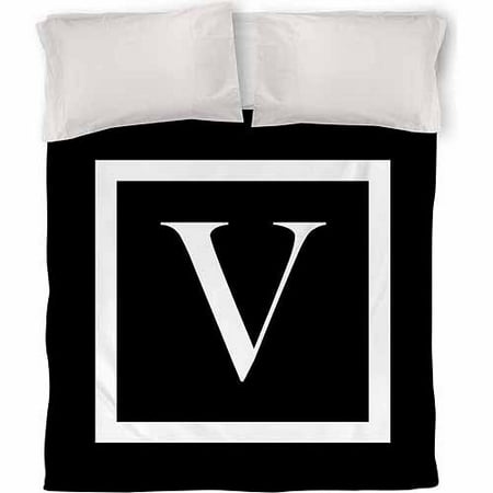 IDG Classic Block Monogram Duvet Cover, Black