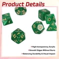 thumbnail image 3 of Ensemble de dés Polyédriques, 7 Pcs dés Acryliques pour Jeux de Table de Rôle RPG Accessoires de Jeu de Table, Vert Émeraude Étincelant, 3 of 6