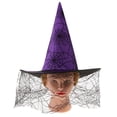 thumbnail image 2 of Sombrero de de Halloween para Mujeres Y Niñas, Disfraz , Accesorio, Velo Púrpura, Sombrero de Teraña Soledad Sombrero de bruja de Halloween, 2 of 8